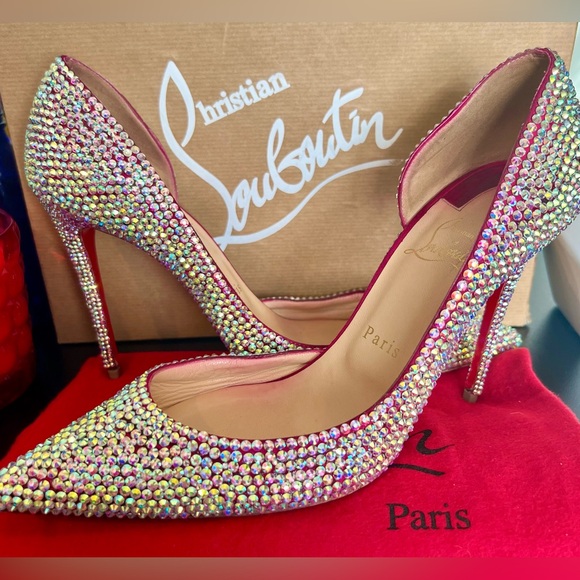Christian Louboutin Swarovski Crystal Wedding Shoes Iriza 100 Rosa Strass 39.5 - Picture 1 of 6